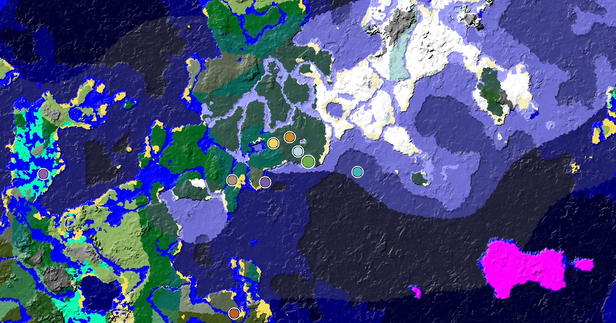 a Village Close to Spawn Near a Snowy Taiga Spawn — biome and structure map