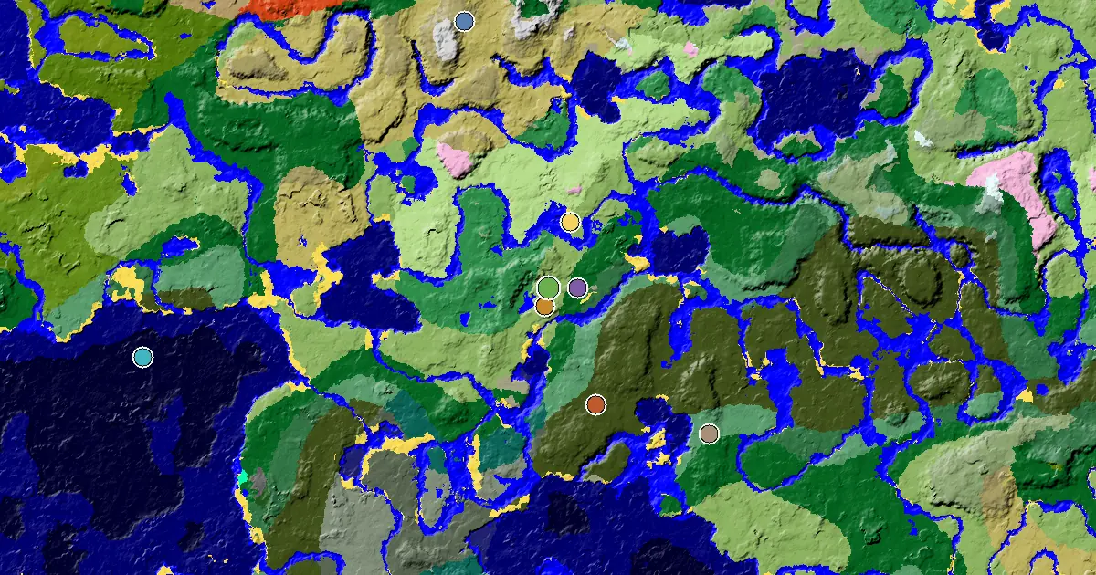 Plains Seed With a Trial Chamber by Spawn — biome and structure map around spawn