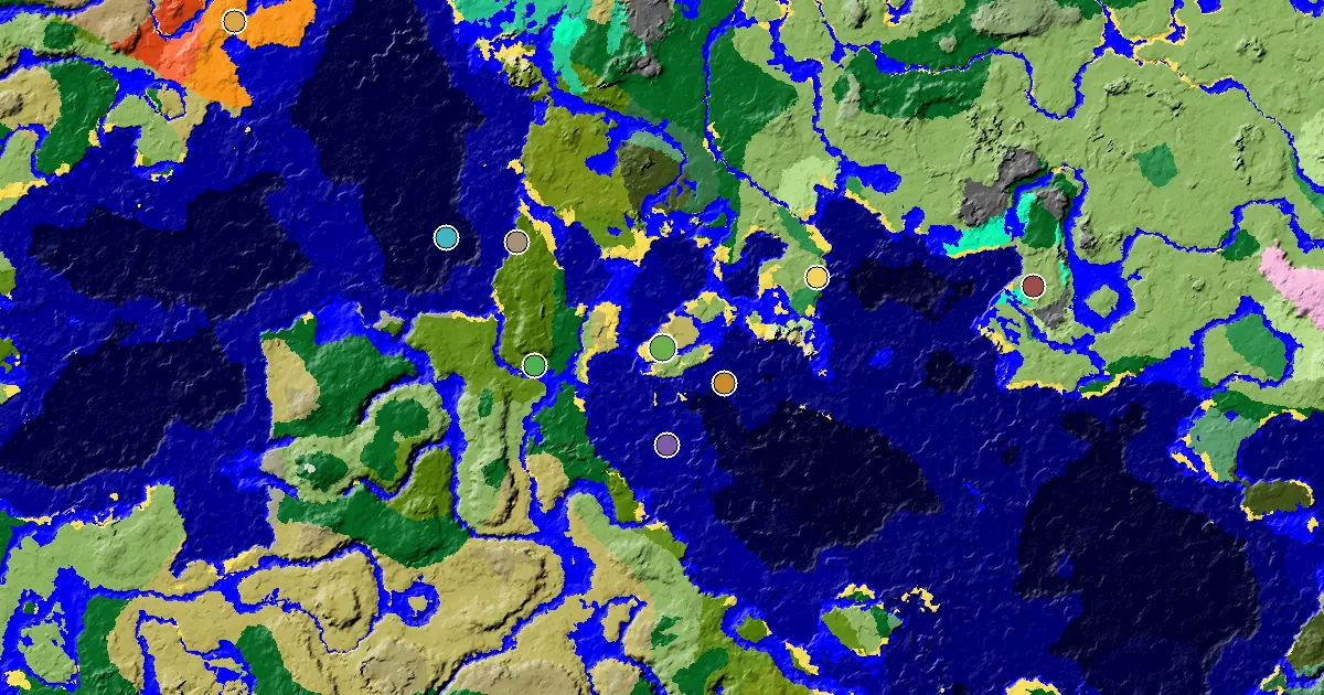 Minecraft Beach Seed: Great Structures Nearby — biome and structure map