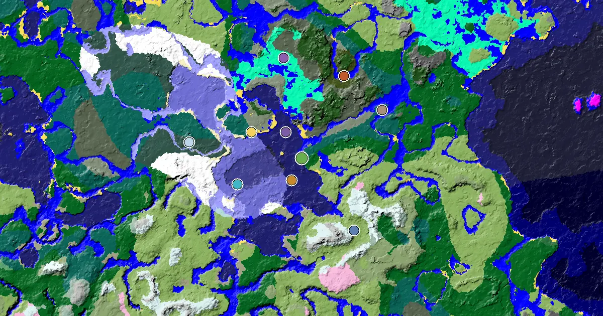 Taiga Seed With a Mansion Within Reach — biome and structure map
