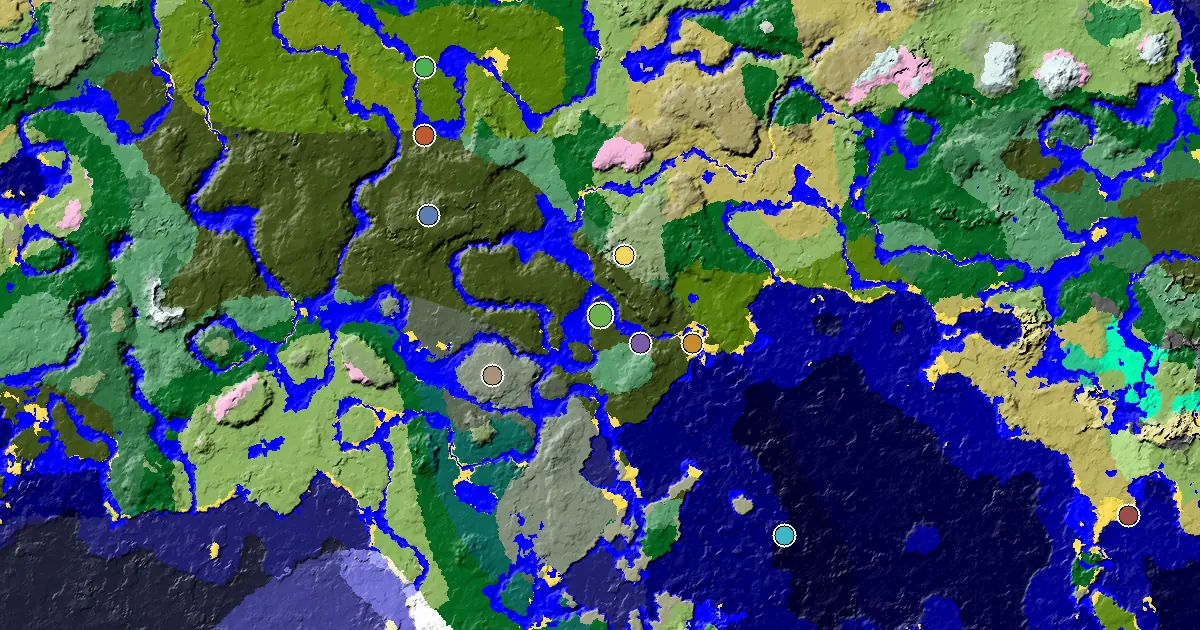 Minecraft Dark Forest Seed: a Mansion Within Reach — biome and structure map