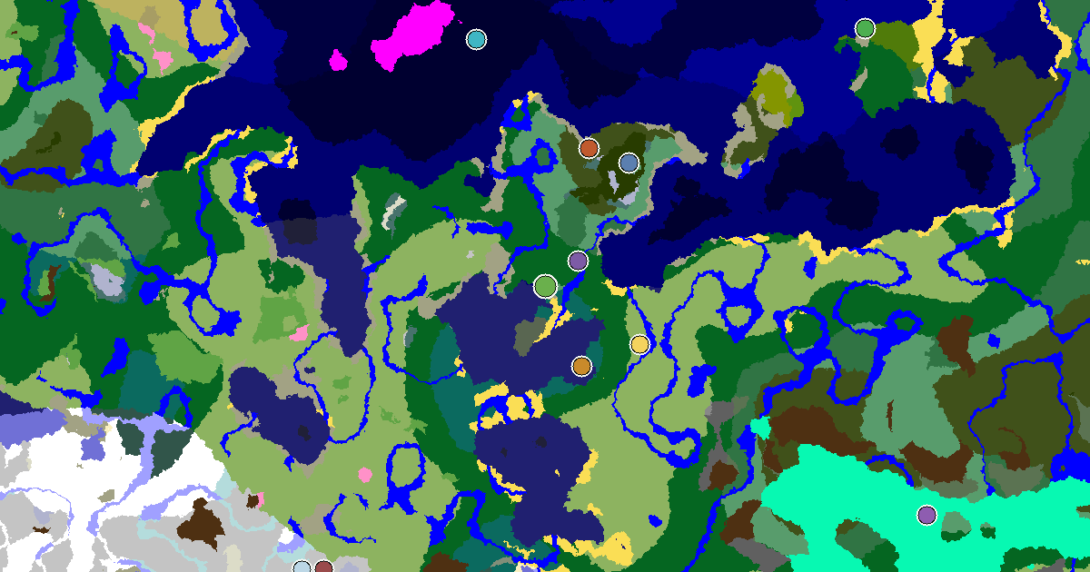Minecraft Taiga Seed: a Mansion Within Reach — biome and structure map