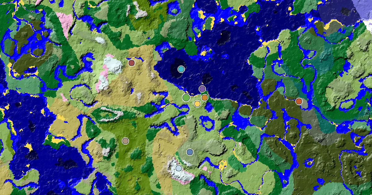 Plains Spawn — a Village Beside Spawn — biome and structure map