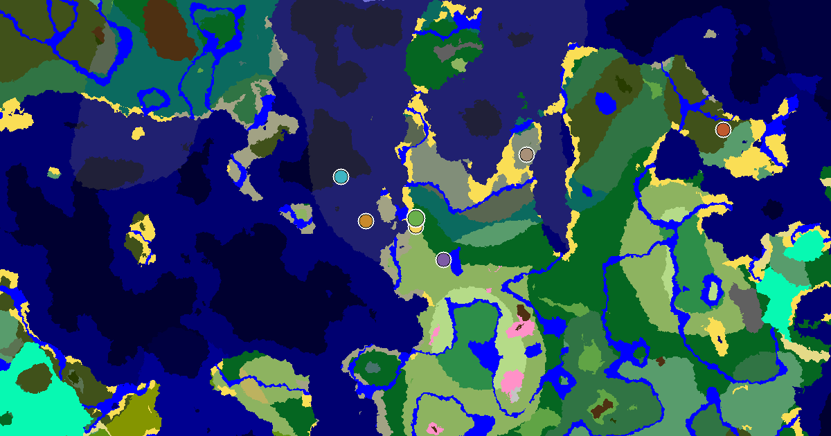 Forest Spawn — a Village at Spawn — biome and structure map