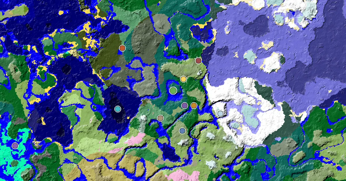 Taiga Seed With a Mansion Within Reach — biome and structure map