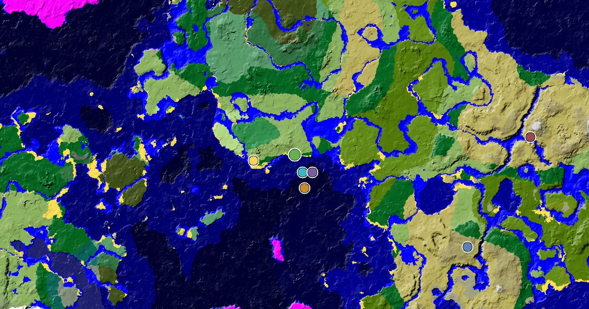 a Village Close to Spawn Near a Forest Spawn — biome and structure map