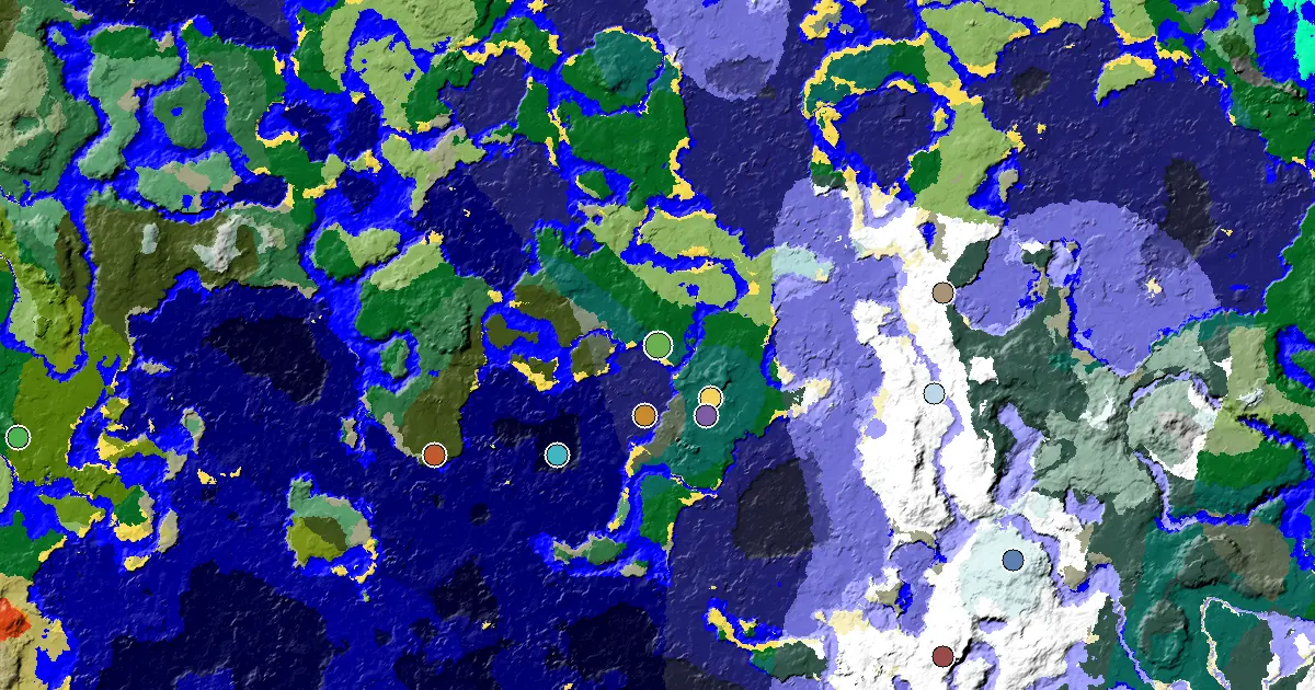 Minecraft Taiga Seed: a Mansion Within Reach — biome and structure map around spawn