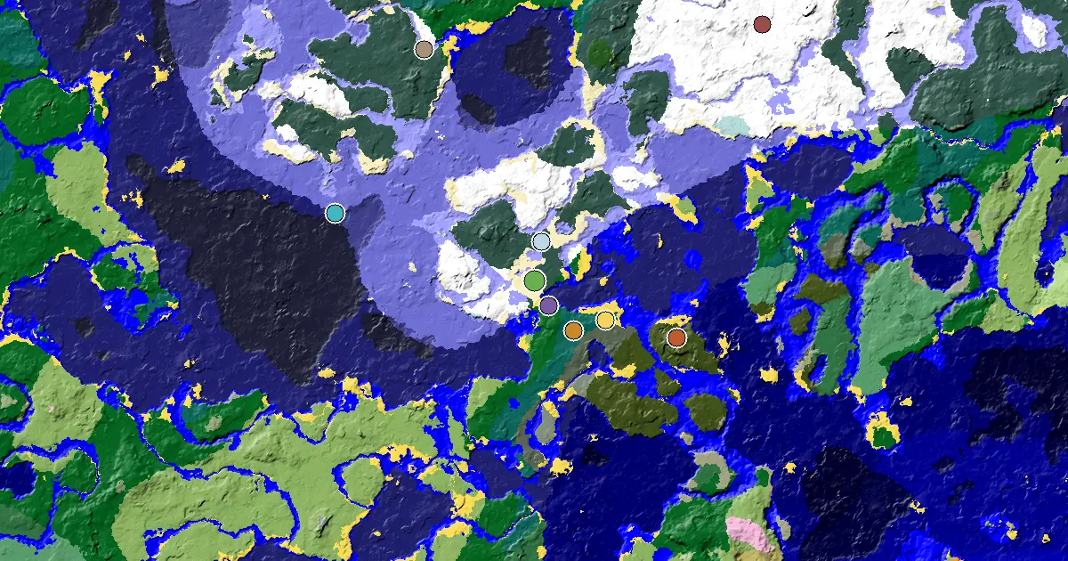 a Mansion Within Reach Near a Snowy Taiga Spawn — biome and structure map
