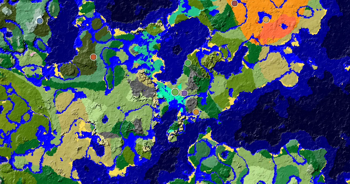 Plains Spawn — a Village Beside Spawn — biome and structure map
