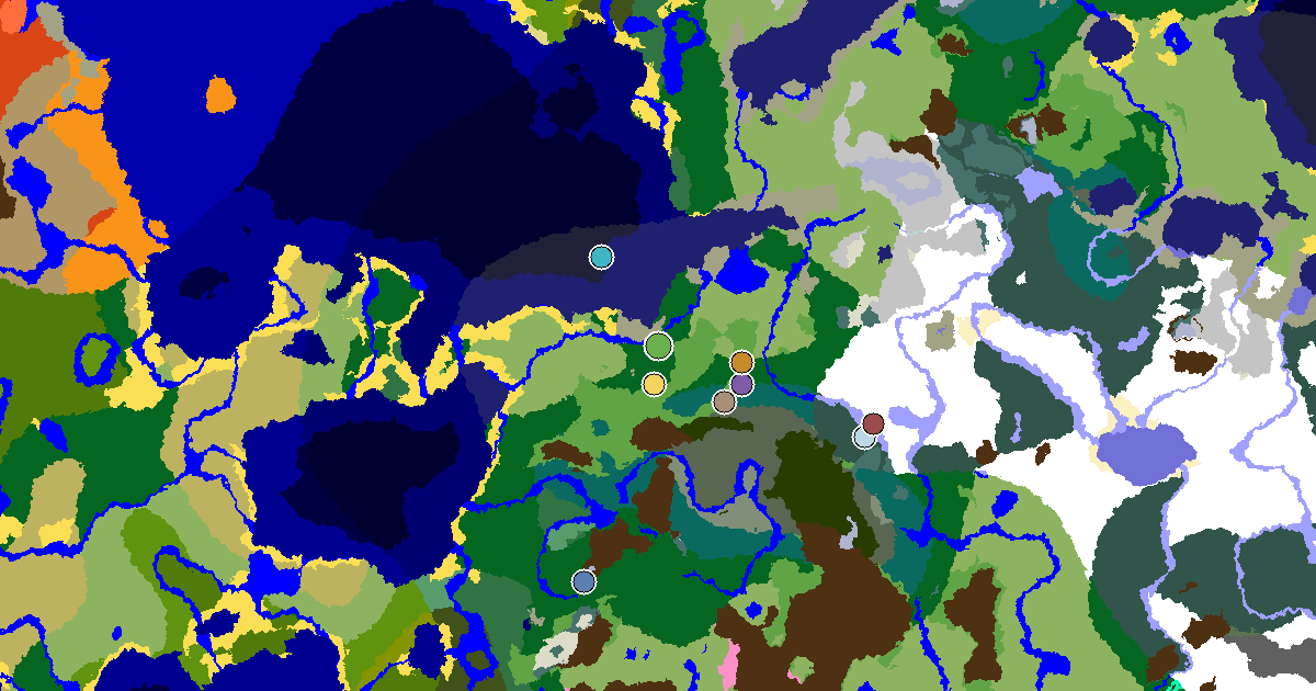 a Village Beside Spawn Near a Forest Spawn — biome and structure map