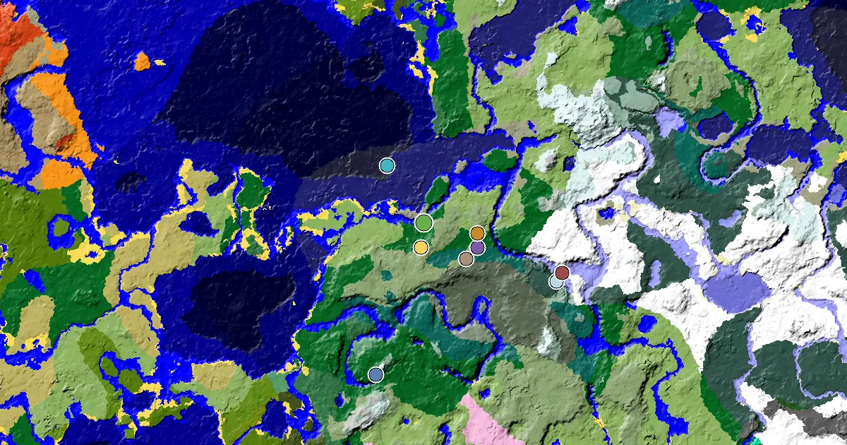 a Village Beside Spawn Near a Forest Spawn — biome and structure map around spawn