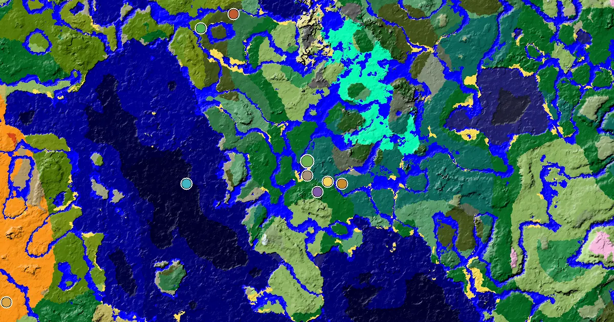 a Village Close to Spawn Near a Taiga Spawn — biome and structure map