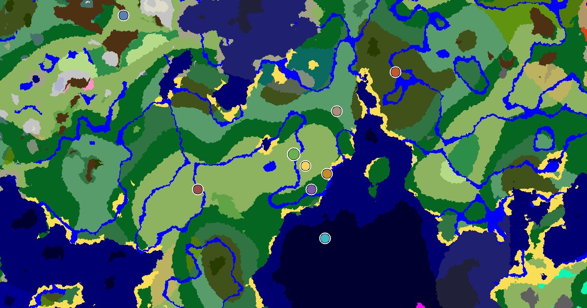 Plains Spawn — a Village Beside Spawn — biome and structure map