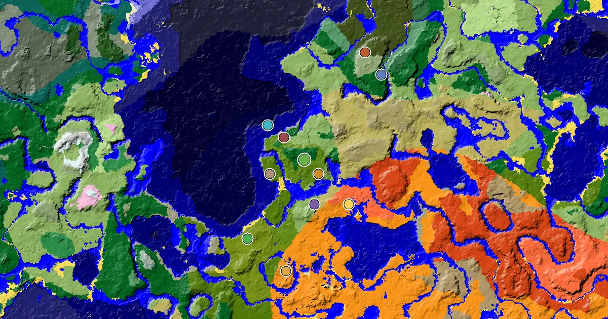 Forest Spawn — a Mansion Within Reach — biome and structure map around spawn