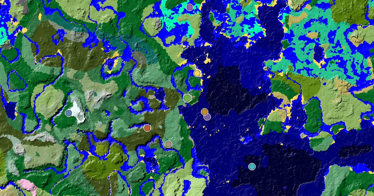 Birch Forest Seed With a Mansion Within Reach — biome and structure map