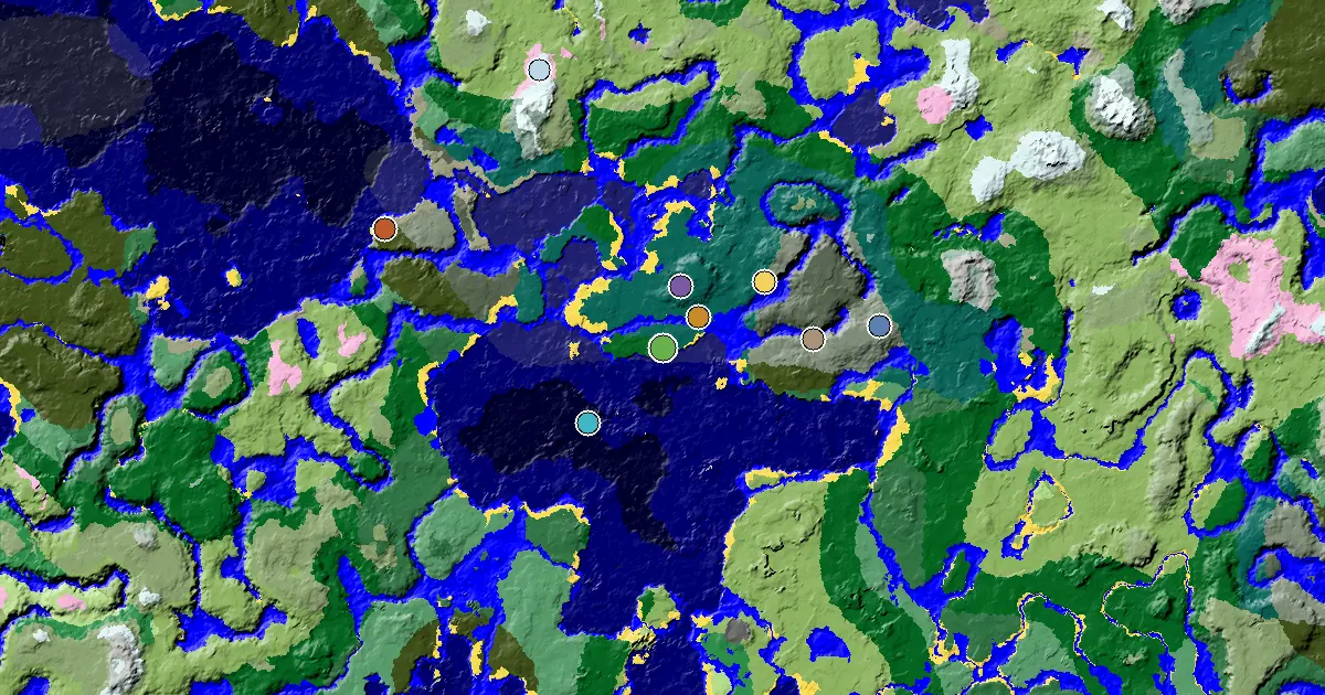 Forest Spawn — a Mansion Within Reach — biome and structure map around spawn
