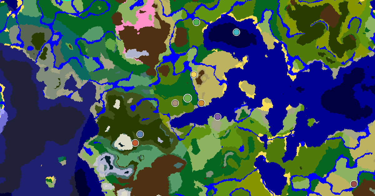 Forest Seed With a Mansion Within Reach — biome and structure map around spawn