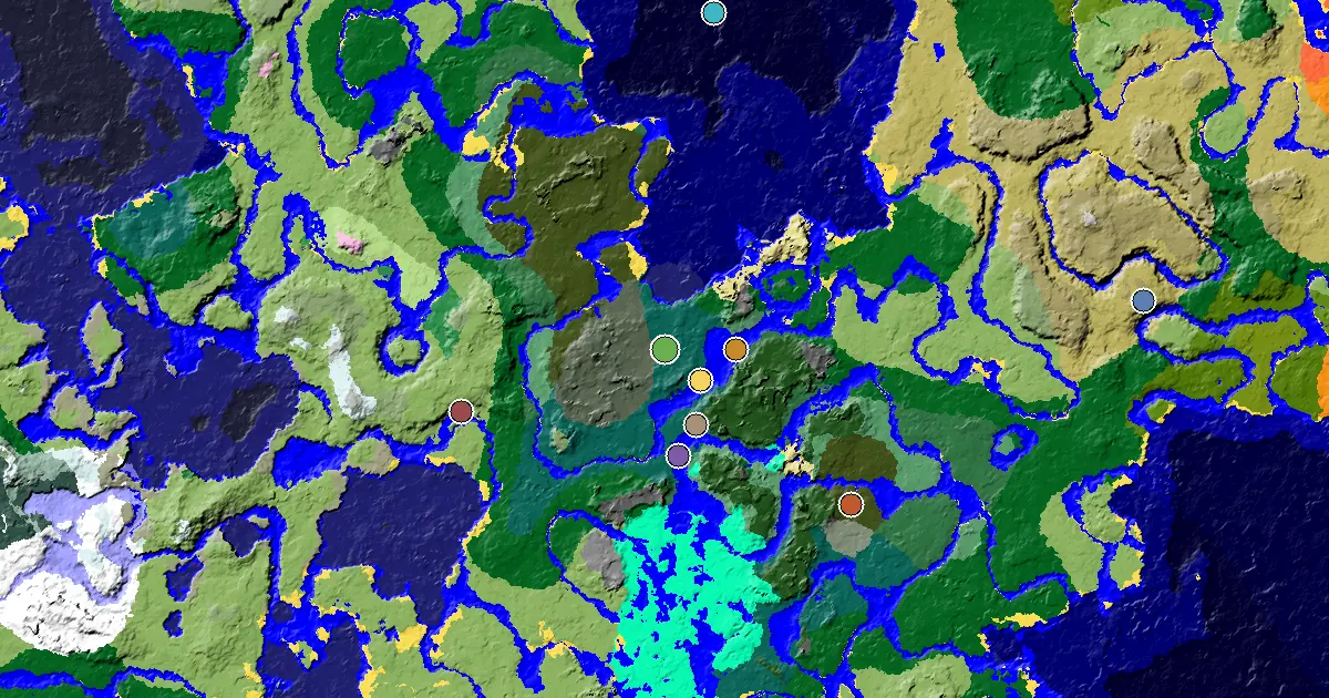 Taiga Spawn — a Village Beside Spawn — biome and structure map
