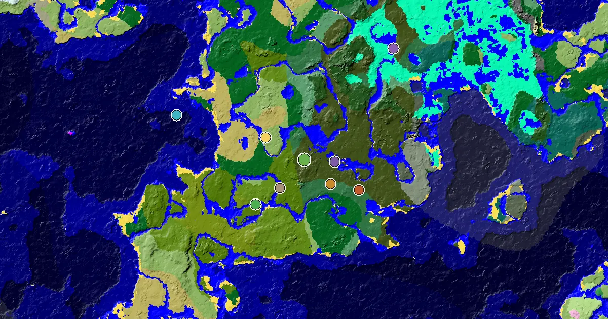 Minecraft Dark Forest Seed: a Woodland Mansion Nearby — biome and structure map around spawn