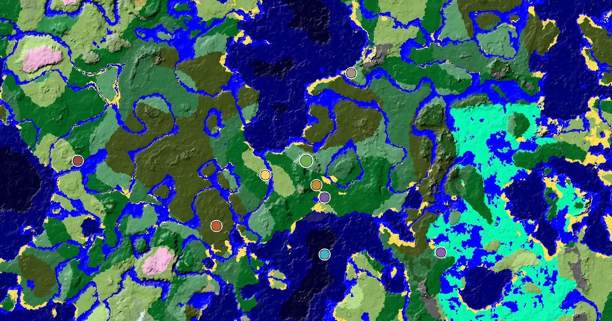 Old Growth Birch Forest Seed With a Mansion Within Reach — biome and structure map