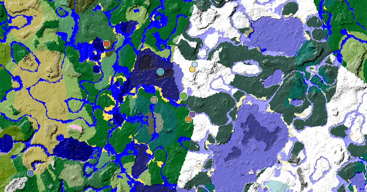 Minecraft Snowy Beach Seed: a Village Close to Spawn — biome and structure map around spawn