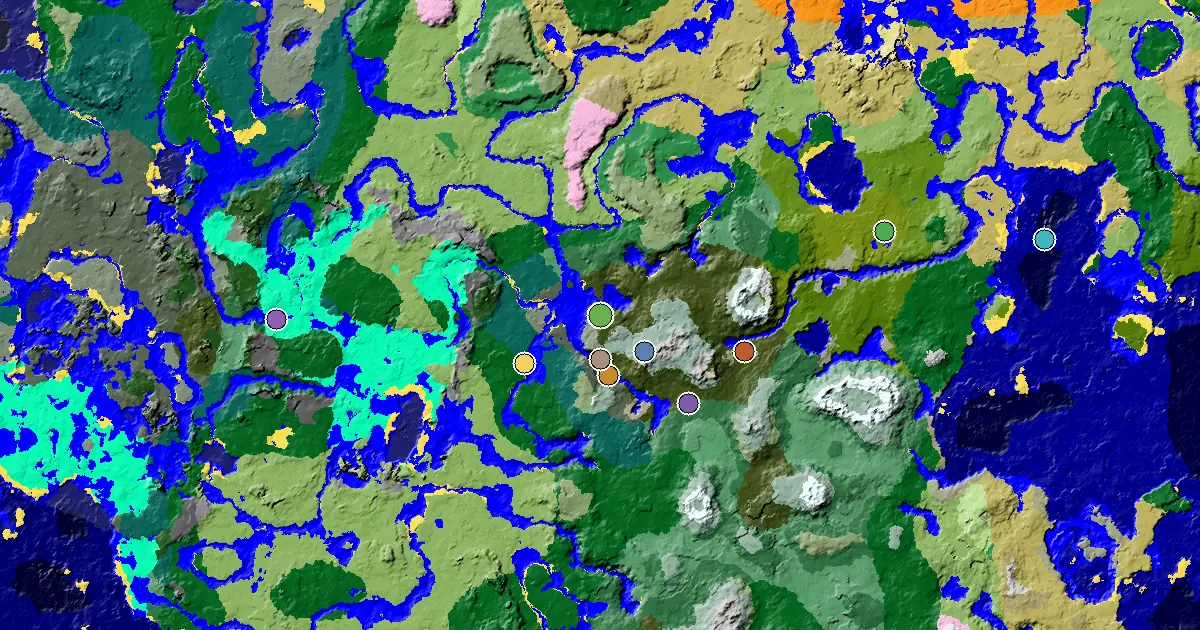 Dark Forest Seed With an Ancient City Under Spawn — biome and structure map