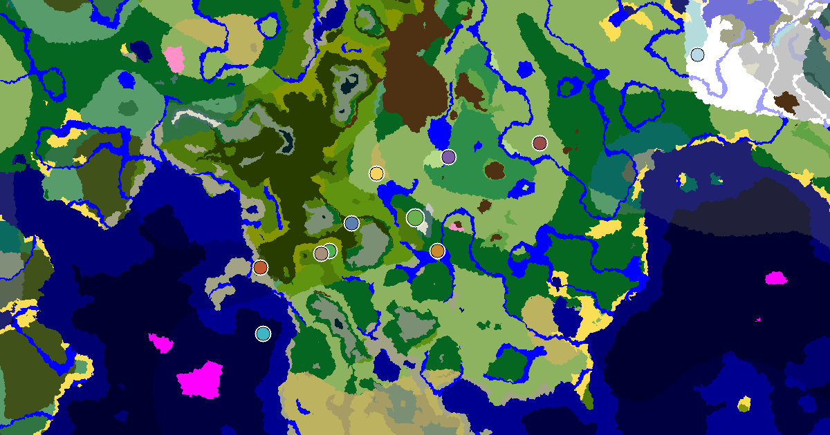 Forest Seed With an Ancient City Under Spawn — biome and structure map