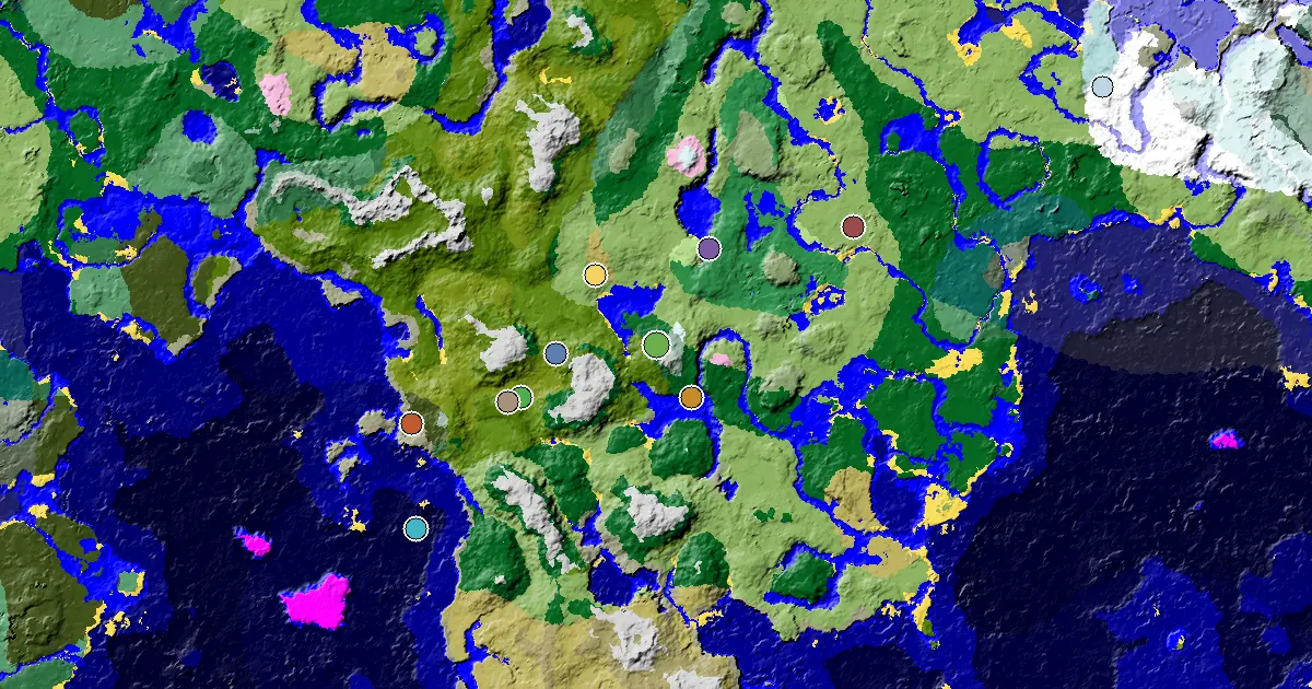 Forest Seed With an Ancient City Under Spawn — biome and structure map around spawn