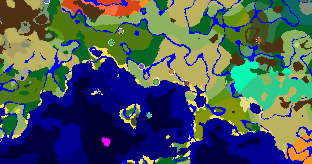 Savanna Seed With a Village at Spawn — biome and structure map