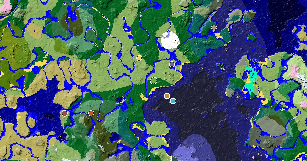 a Mansion Within Reach Near a Forest Spawn — biome and structure map around spawn