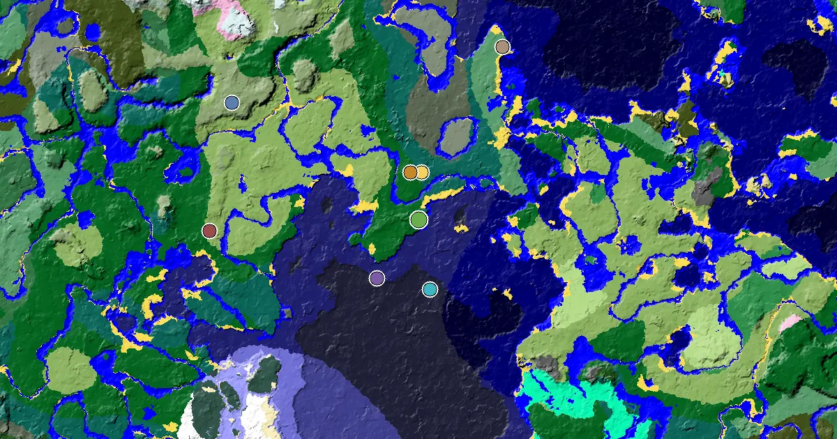 a Village Close to Spawn Near a Forest Spawn — biome and structure map