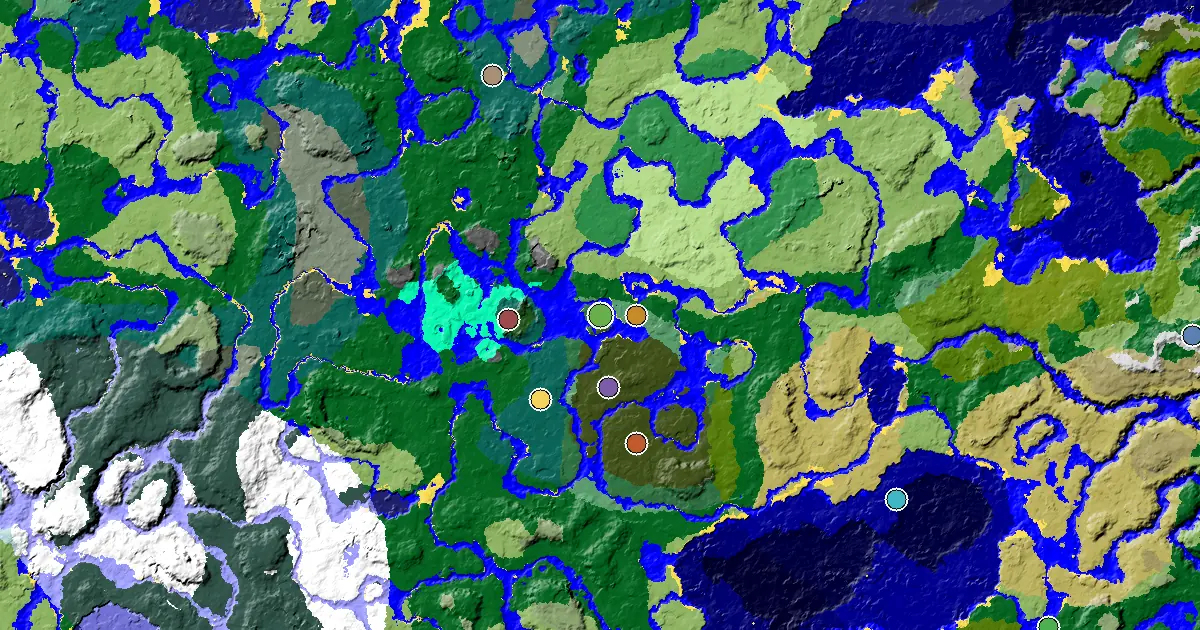 Birch Forest Seed With a Trial Chamber by Spawn — biome and structure map around spawn