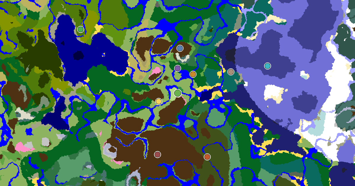 Sunflower Plains Spawn — a Mansion Within Reach — biome and structure map around spawn