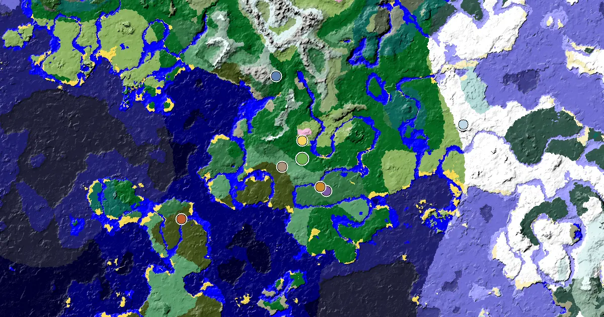 Forest Spawn — a Village Beside Spawn — biome and structure map