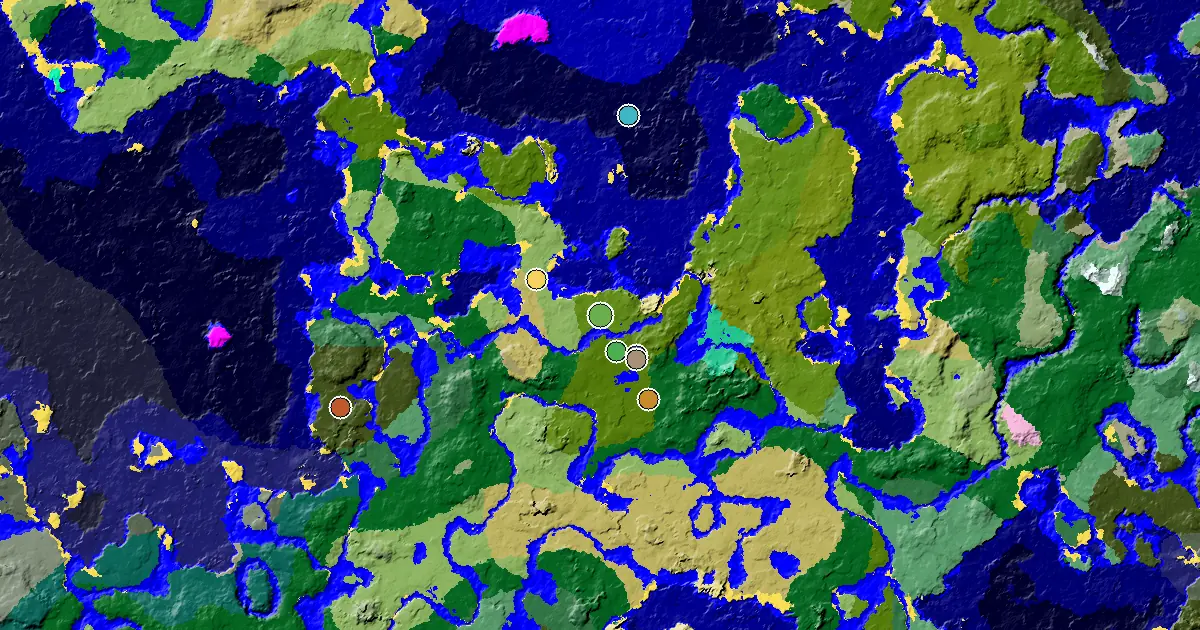 Sparse Jungle Seed With a Mansion Within Reach — biome and structure map