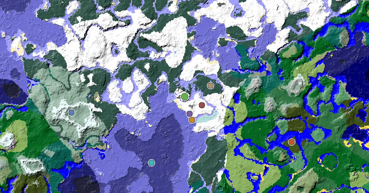 Snowy Plains Spawn — a Village at Spawn — biome and structure map
