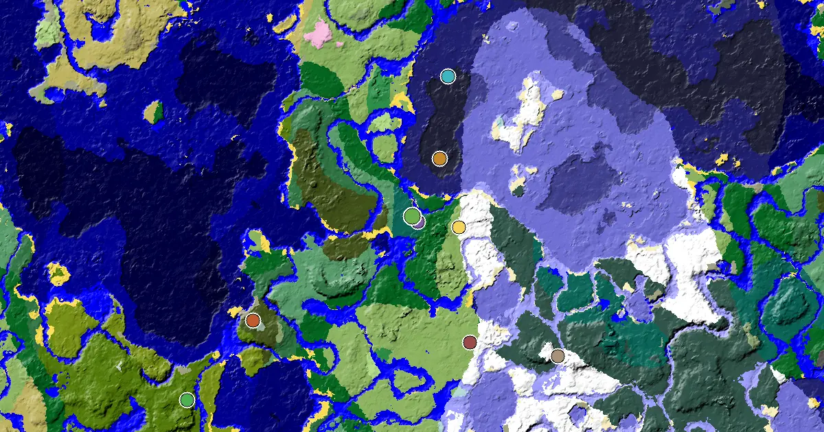 Taiga Seed With a Mansion Within Reach — biome and structure map