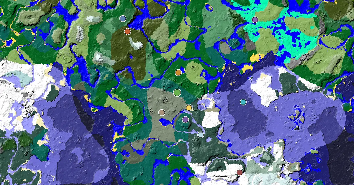 Taiga Spawn — a Mansion Within Reach — biome and structure map