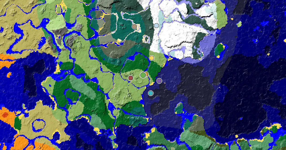 Plains Seed With a Trial Chamber by Spawn — biome and structure map around spawn