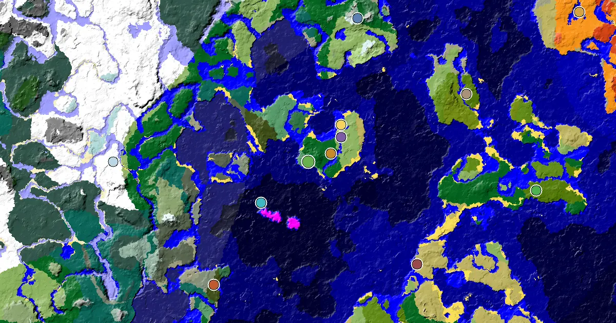 Forest Spawn — a Village Close to Spawn — biome and structure map