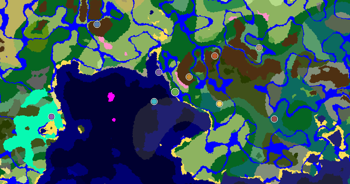Forest Seed With a Mansion Within Reach — biome and structure map around spawn