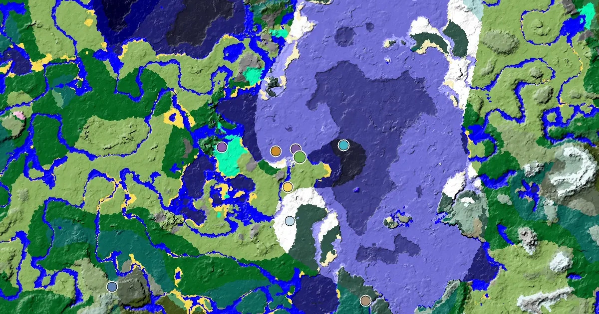 a Village Close to Spawn Near a Snowy Taiga Spawn — biome and structure map around spawn