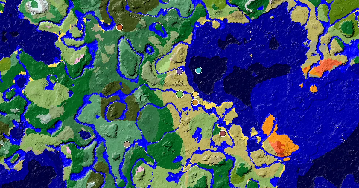 Savanna Seed With a Village Close to Spawn — biome and structure map