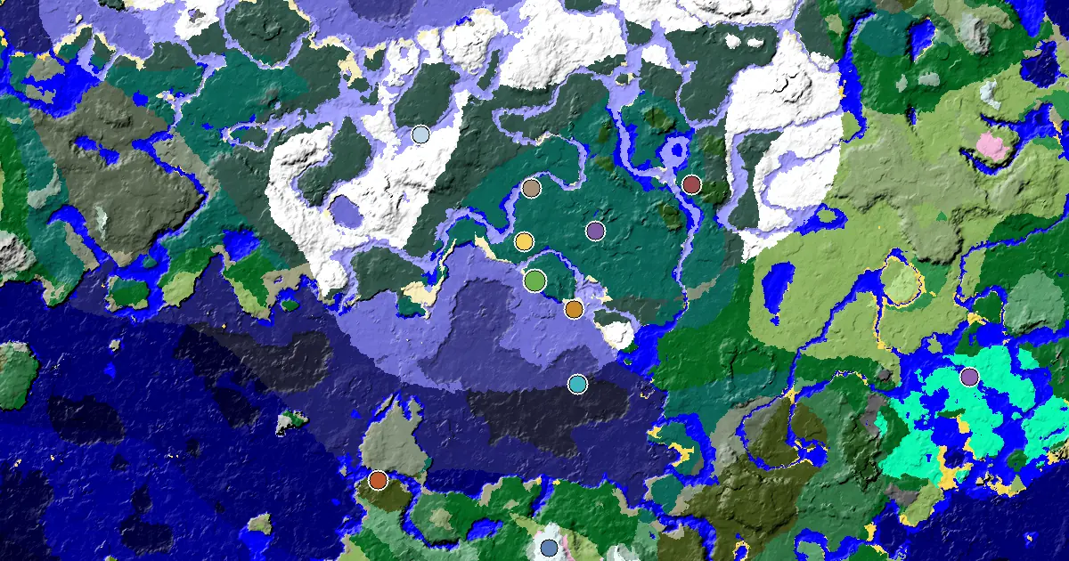 Taiga Spawn — a Village Beside Spawn — biome and structure map