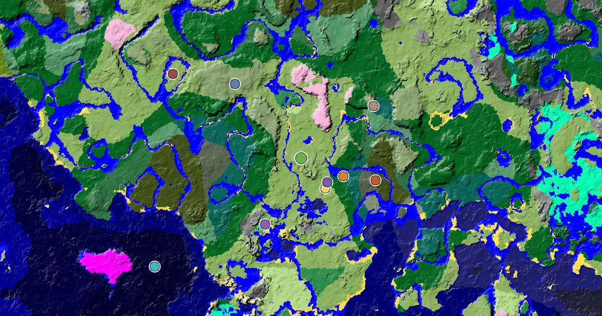 Dripstone Caves Seed With a Mansion Within Reach — biome and structure map
