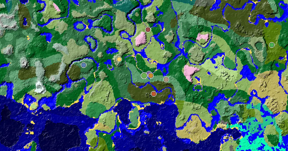 Forest Seed With a Woodland Mansion Nearby — biome and structure map