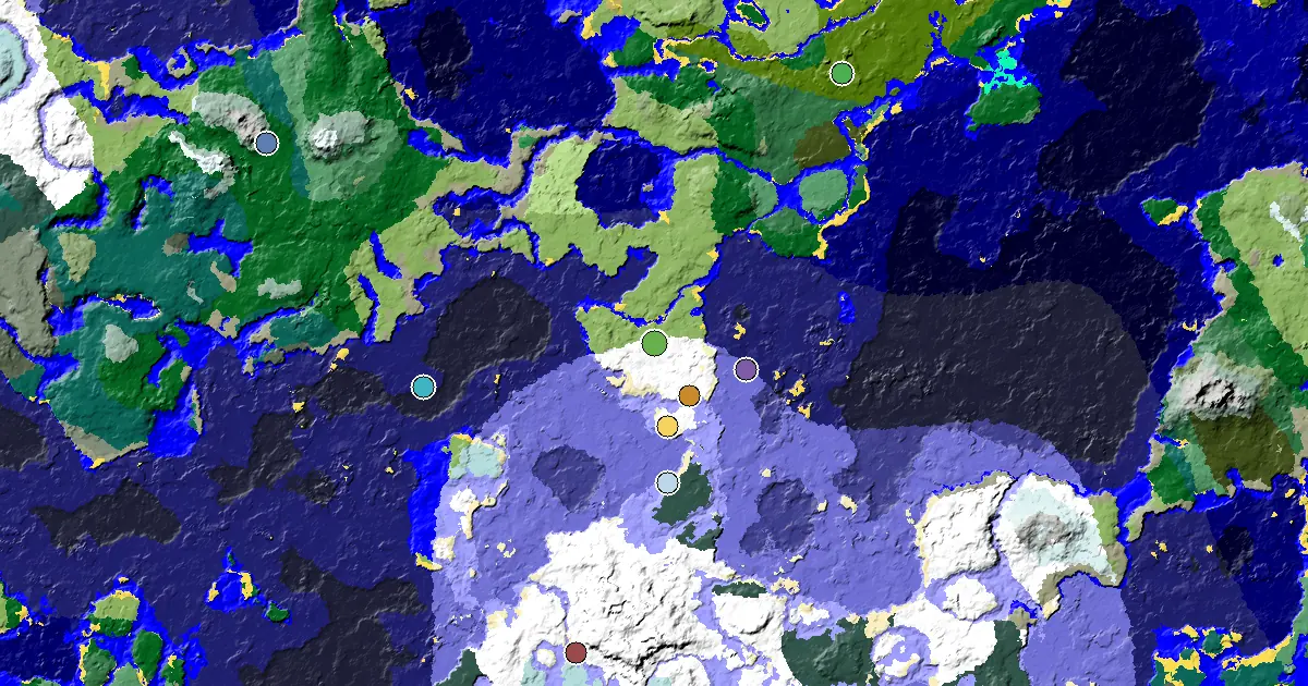 Minecraft Snowy Plains Seed: a Village Close to Spawn — biome and structure map