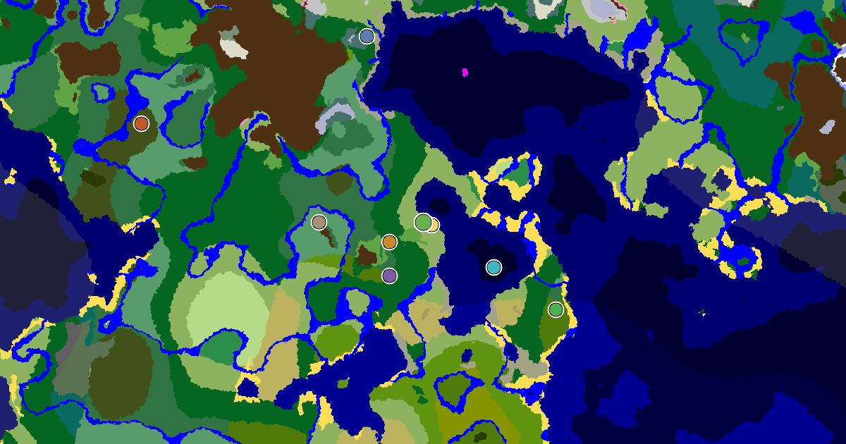 Plains Spawn — a Village at Spawn — biome and structure map
