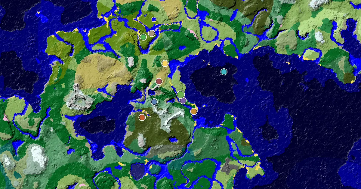 Forest Seed With an Ancient City Under Spawn — biome and structure map