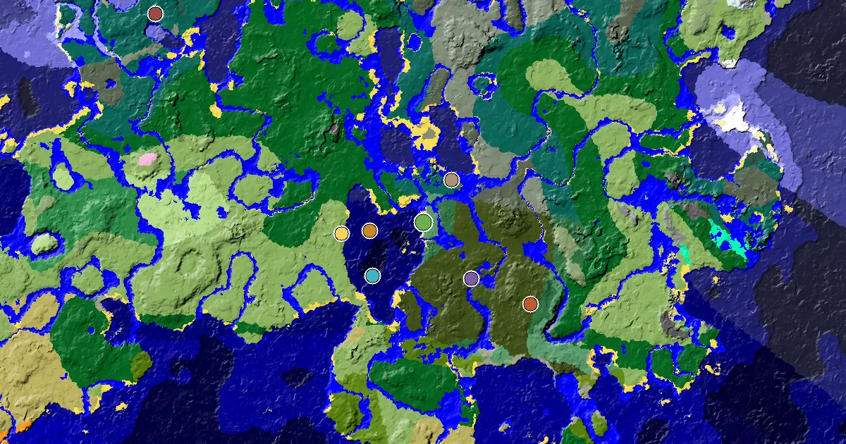 Old Growth Birch Forest Seed With a Mansion Within Reach — biome and structure map